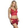 SUBBLIME - 953898 CAMICIA DA NOTTE IN SETA E PIZZO SLIP ROSSO S-M